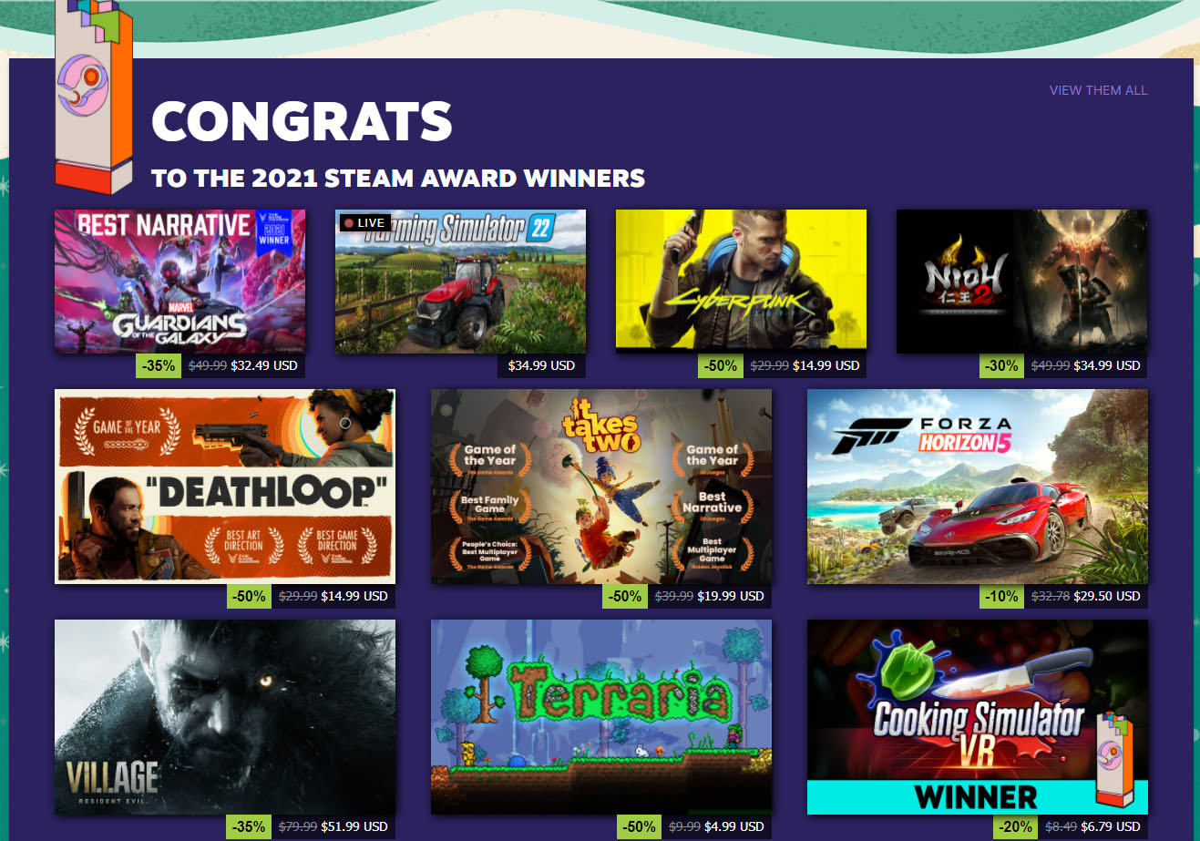 The 2021 Steam Award Winners game cover